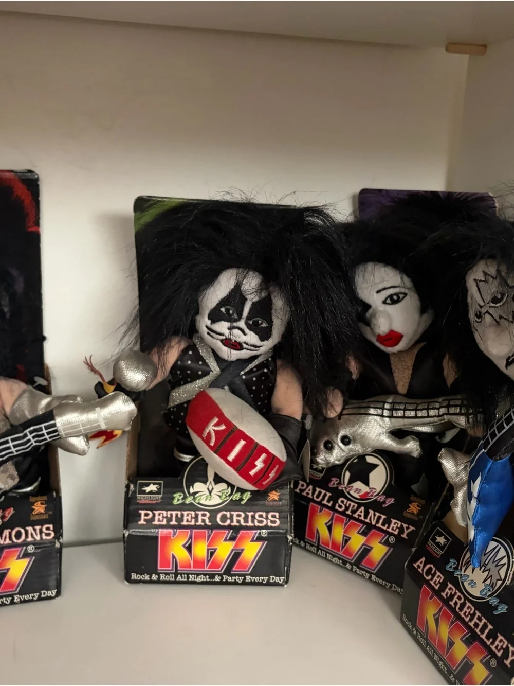 Kiss band Kiss Peter Criss Plush Doll — Black, White & Red Details